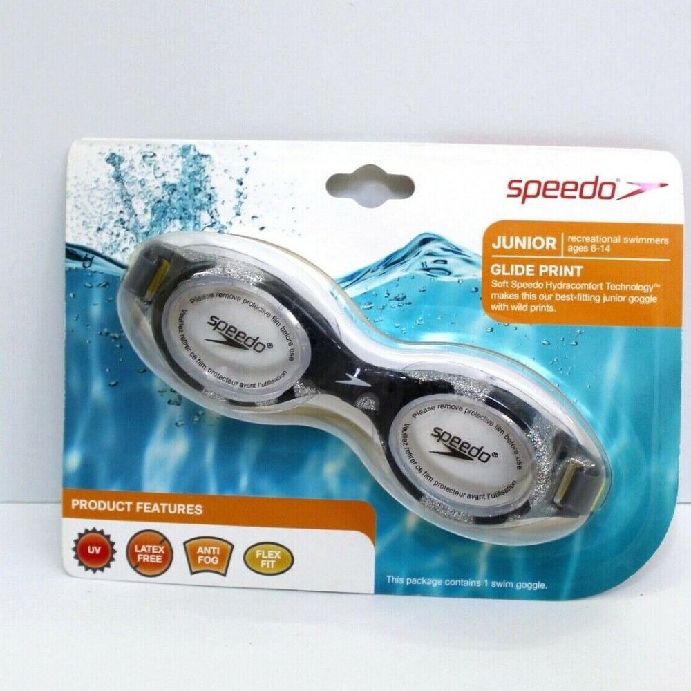 Speedo Junior Glide Print Glitter Black & Silver Swim Goggle